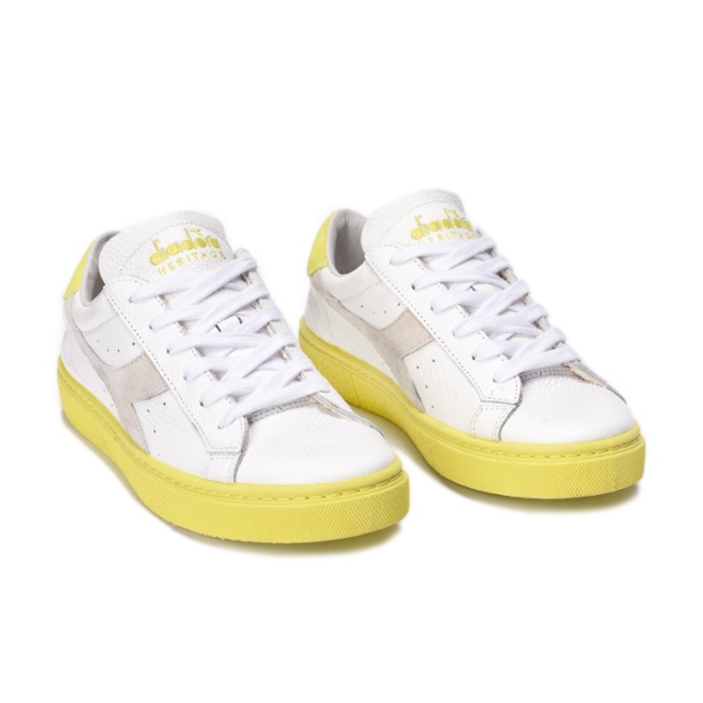 Diadora Heritage Montecarlo Sneaker 1977 Shoe White yellow size 8 made in Italy‎ - Picture 4 of 11
